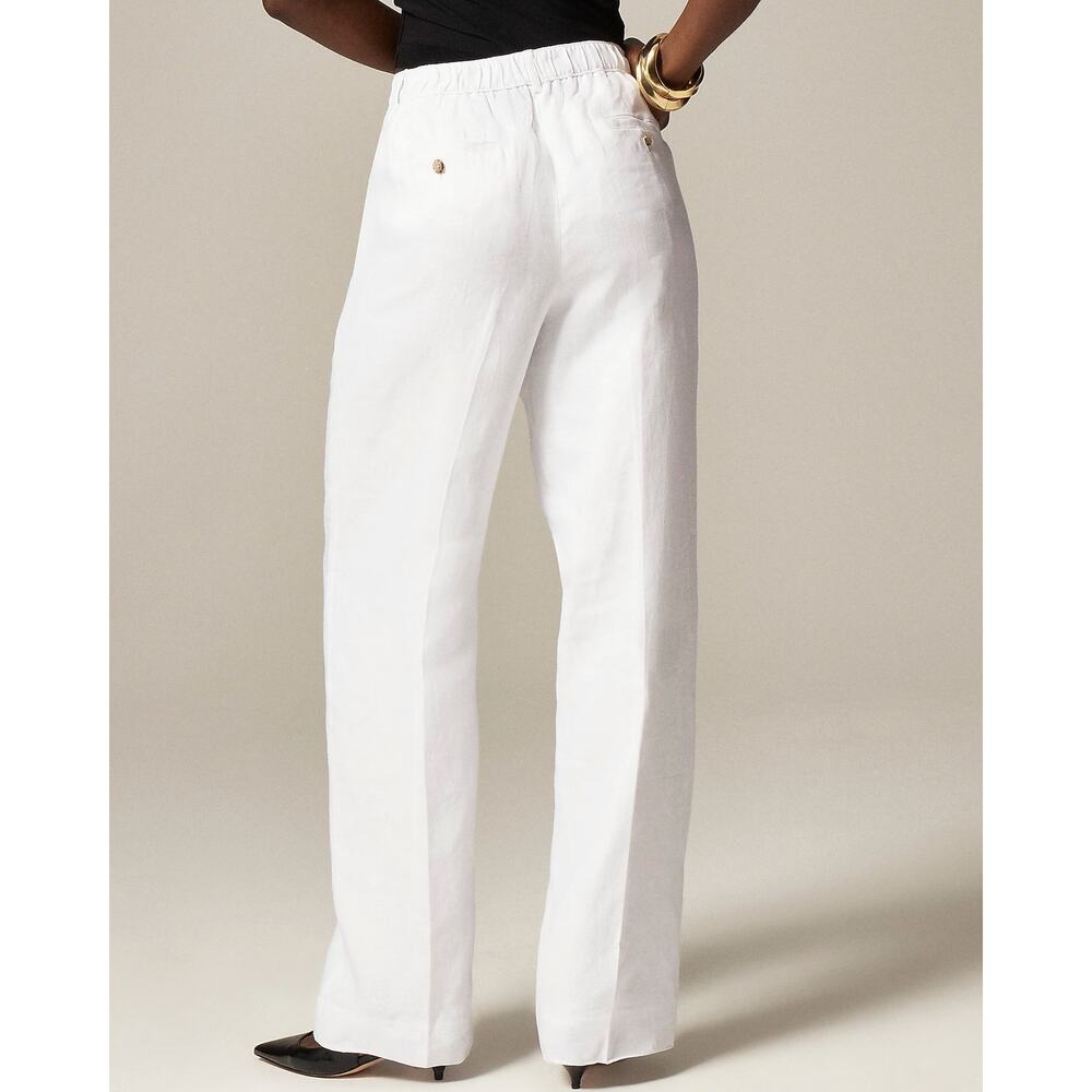 NWT J.Crew Harbor Pant Wide-Leg Lined In 100% Linen White Size Medium - Picture 2 of 9